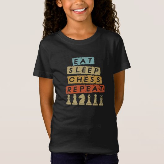 T-Shirt Échecs - Manger Dormir Échecs Répéter (Devant)