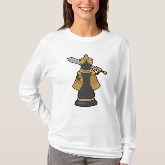 T-shirt Échecs Queen au jeu d'échecs avec épée (Devant)