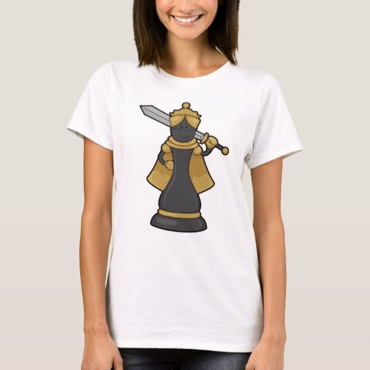 T-shirt Échecs Queen au jeu d'échecs avec épée (Devant)