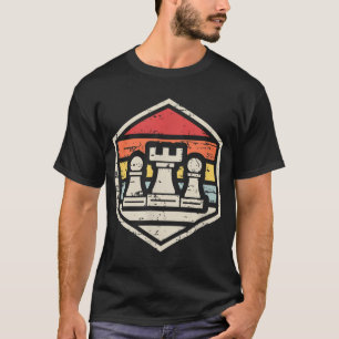 T-shirt Échecs Retro Badge Chess Rook 80s