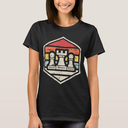 T-shirt Échecs Retro Badge Chess Rook 80s (Devant)