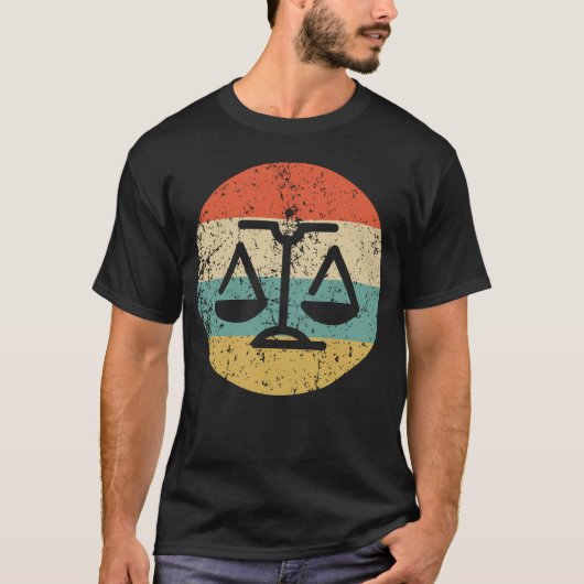 T-shirt Échelle de juge d'avocat rétro de justice (Devant)