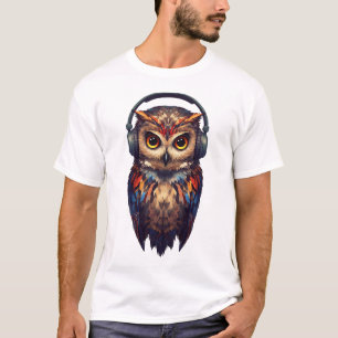 T-shirt Écho de minuit – Hibou abstrait avec âme