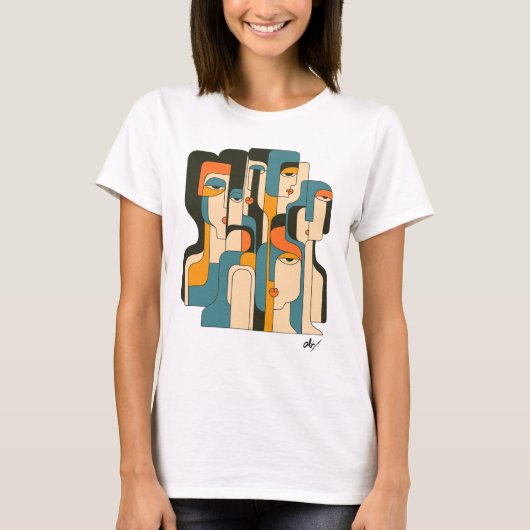 T-shirt Echos Fragmentés : Une Réflexion Cubiste Moderne (Devant)