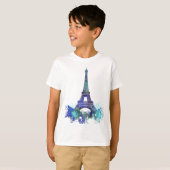 T-shirt Éclaboussure de couleur d'Eiffel de visite de La (Devant entier)