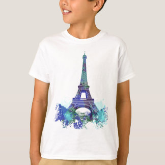 T-shirt Éclaboussure de couleur d'Eiffel de visite de La