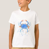 T-shirt Éclaboussure de peinture de crabe bleu d'aquarelle (Devant)