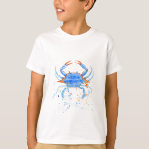 T-shirt Éclaboussure de peinture de crabe bleu d'aquarelle