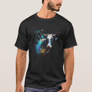 T-shirt Éclaboussure de vache Étable de vache rétro Pâtura