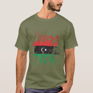 T-shirt Éclaboussure d'encre de drapeau de la Libye