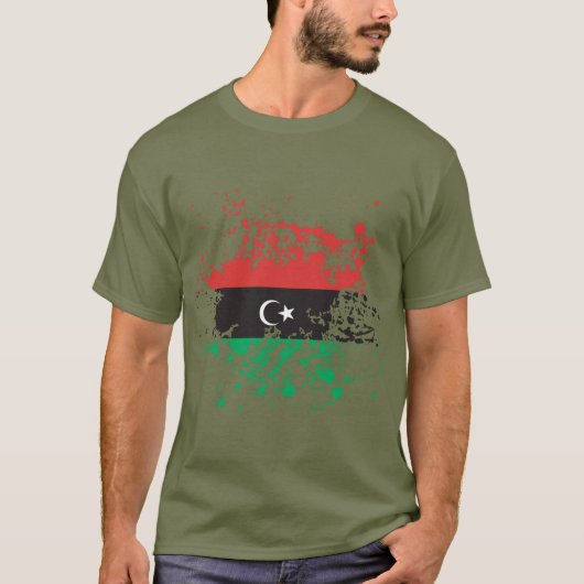 T-shirt Éclaboussure d'encre de drapeau de la Libye (Devant)