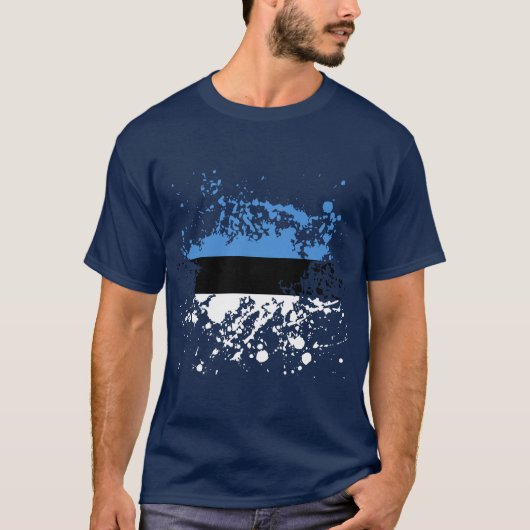 T-shirt Éclaboussure d'encre de drapeau de l'Estonie (Devant)