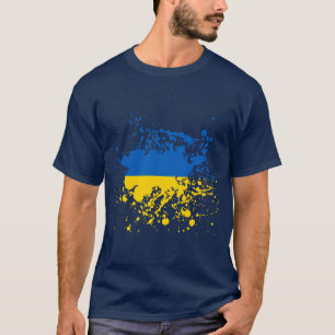 T-shirt Éclaboussure d'encre de drapeau de l'Ukraine