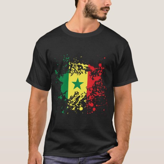 T-shirt Éclaboussure d'encre de drapeau du Sénégal (Devant)