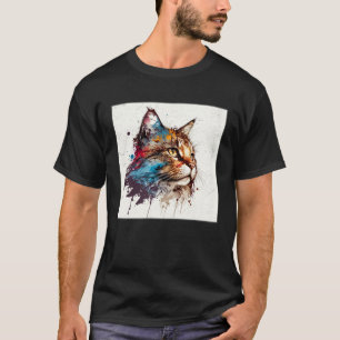T-shirt Éclaboussure Maine Kun Chat Peinture Éclaboussure 