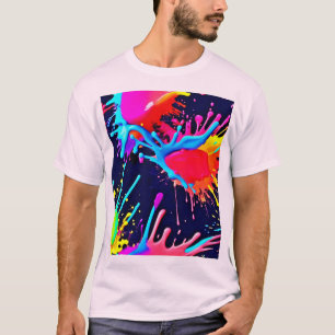 T-shirt Éclaboussures Électriques de Couleurs Vives