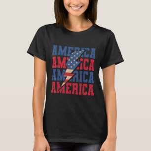 T-shirt Éclair Américain Drapeau Patriotique Usa Joyeux 4