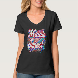 T-shirt Éclair Du Milieu De L'Enseignant Retour À Scho
