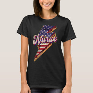 T-shirt Éclair Patriotique Infirmière Drapeau Américain 4