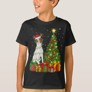 T-shirt Éclairage arbre de Noël Santa Chapeau Bretagne Chi