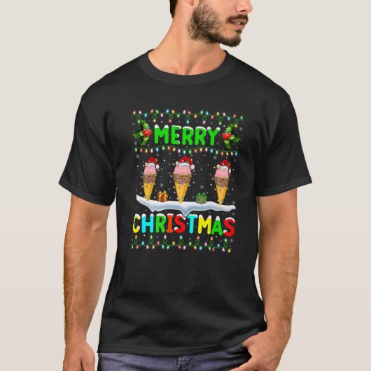 T-shirt Éclairage de crème glacée Noël Noël Joyeux Noël (Devant)