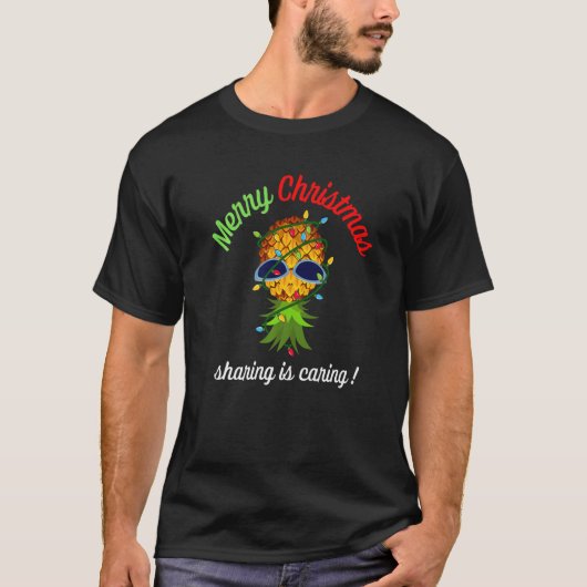 T-shirt Éclairage de Noël à l'envers de l'ananas (Devant)
