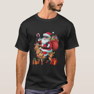 T-shirt Éclairage de Noël amusant Père Noël équitation Cha