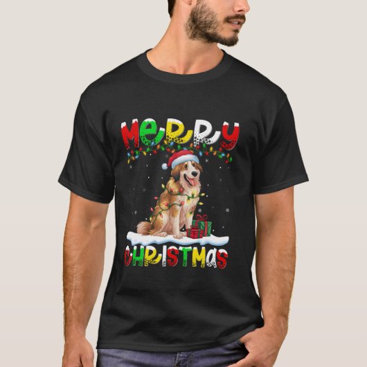 T-shirt Éclairage de Noël Chapeau Grand Pyrénées Chien Mer (Devant)