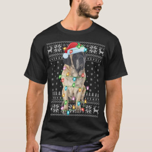 T-shirt Éclairage de Noël chapeau laide anglais Mastiff Ch