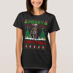 T-shirt Éclairage de Noël chapeau laide Wolfhound irlandai