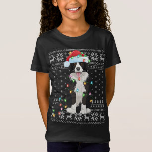 T-Shirt Éclairage de Noël Chapeau Vilain frontière Collie