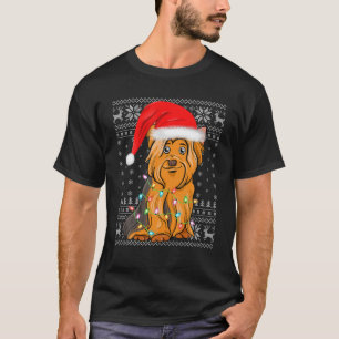 T-shirt Éclairage de Noël chapeau Vilain Yorkshire Terrier