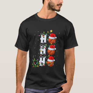 T-shirt Éclairage de Noël de basket-ball Ho Père Noël Bask