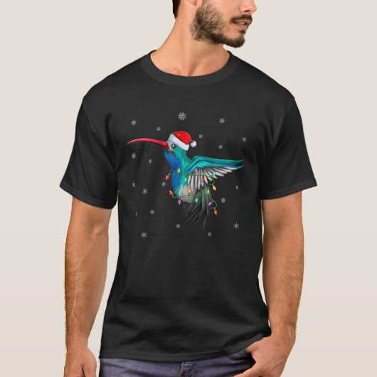 T-shirt Éclairage de Noël de colibri Chapeau de Noël Colib (Devant)
