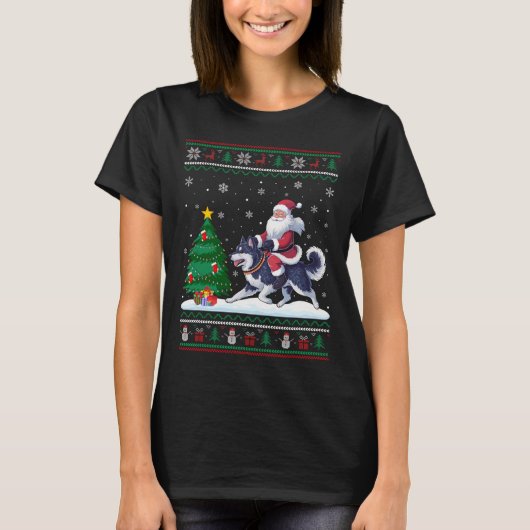 T-shirt Éclairage de Noël laid Père Noël équitation Alaska (Devant)
