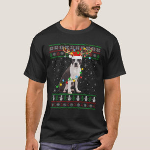 T-shirt Éclairage de Noël Père Noël Boston Terrier Chien l
