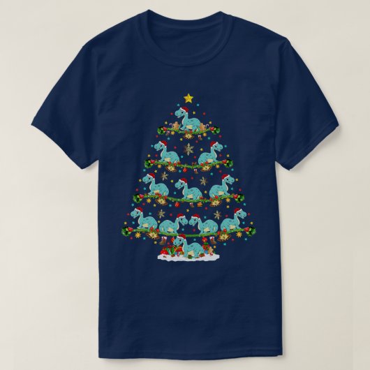 T-shirt Éclairage de Noël Père Noël Dinosaur Brontosaurus (Design devant)