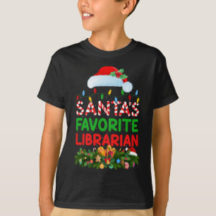 T-shirt Éclairage de Noël Père Noël favori Bibliothécaire