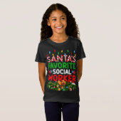 T-Shirt Éclairage de Noël Père Noël Favori Social Worker C (Devant entier)