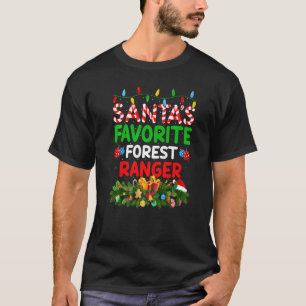 T-shirt Éclairage de Noël Père Noël S Ranger Forêt Préféré