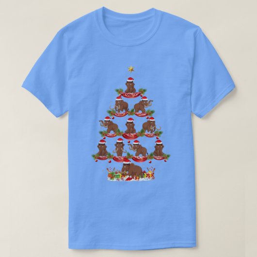 T-shirt Éclairage de Noël Père Noël Wooly Mammoth Arbre de (Design devant)