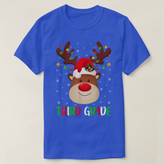 T-shirt Éclairage de Noël Reindeer Funny Enseignant de 3e  (Design devant)
