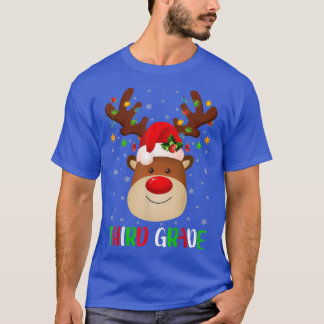 T-shirt Éclairage de Noël Reindeer Funny Enseignant de 3e 