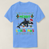 T-shirt Éclairage de poisson de Noël Orca Noël Joyeux Noël (Design devant)