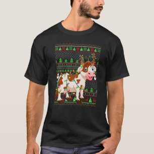 T-shirt Éclairage de vaches de Noël de style pull de Noël