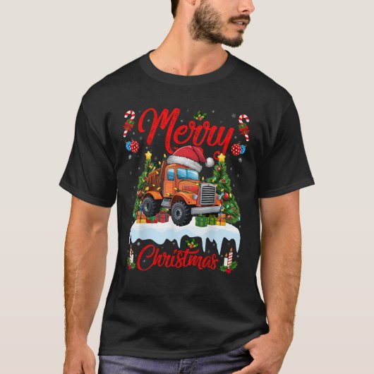 T-shirt Éclairage des arbres de Noël Chat de construction (Devant)