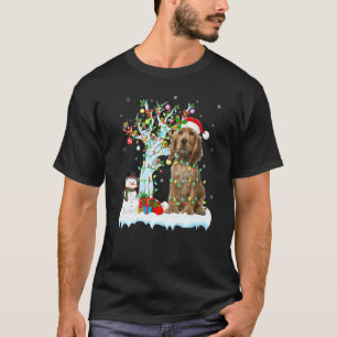 T-shirt Éclairage des arbres Noël Chapeau Cocker Espagnol