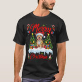 T-shirt Éclairage des arbres Noël Chapeau Skye Terrier Chi (Devant)