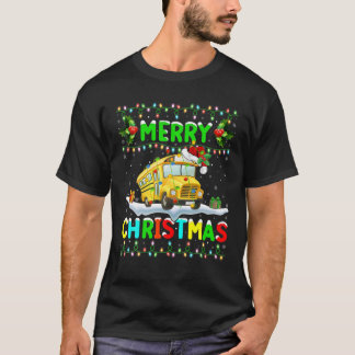 T-shirt Éclairage des autobus scolaires de Noël Père Noël 
