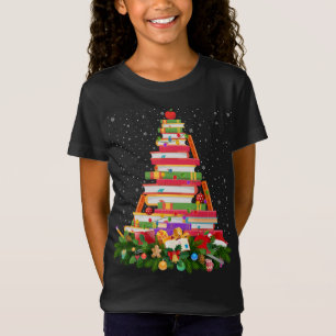T-Shirt Éclairage Noël Chapeau Bibliothécaire Livre Noël T